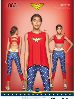 Simplicity Sewing‎ Pattern 8631 Wonder Woman Knit Sports Bra Top Leggings